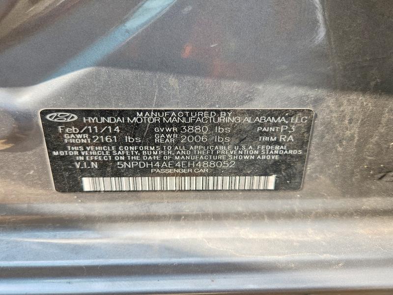 Продажа на аукционе авто 2014 Hyundai Elantra, vin: 5NPDH4AE4EH488052, номер лота: 58257736