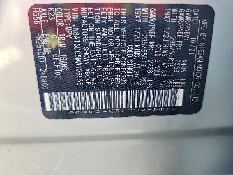Продажа на аукционе авто 2021 Nissan Rogue, vin: JN8AT3DC5MW106856, номер лота: 56149126