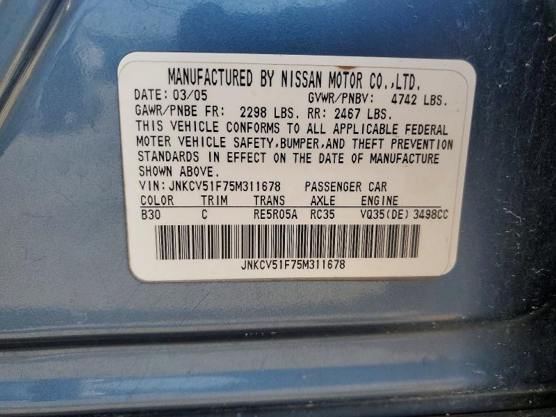 Продажа на аукционе авто 2005 Infiniti G35, vin: JNKCV51F75M311678, номер лота: 54560516