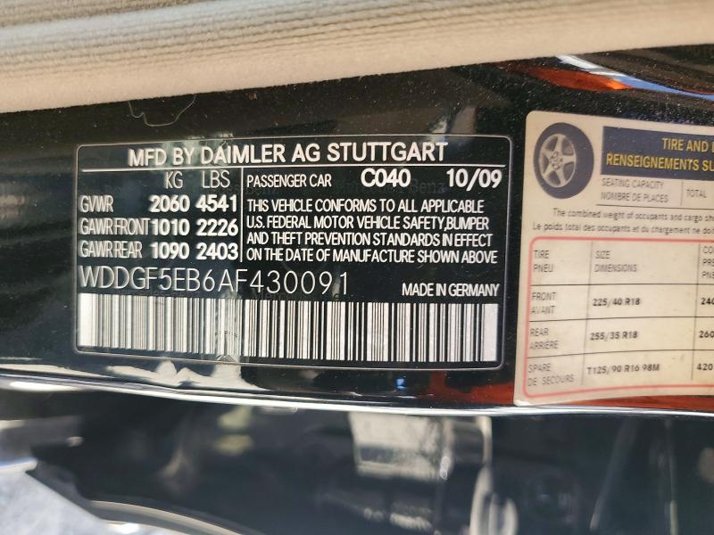 Aukcja sprzedaży 2010 Mercedes-benz C, vin: WDDGF5EB6AF430091, numer aukcji: 59118556