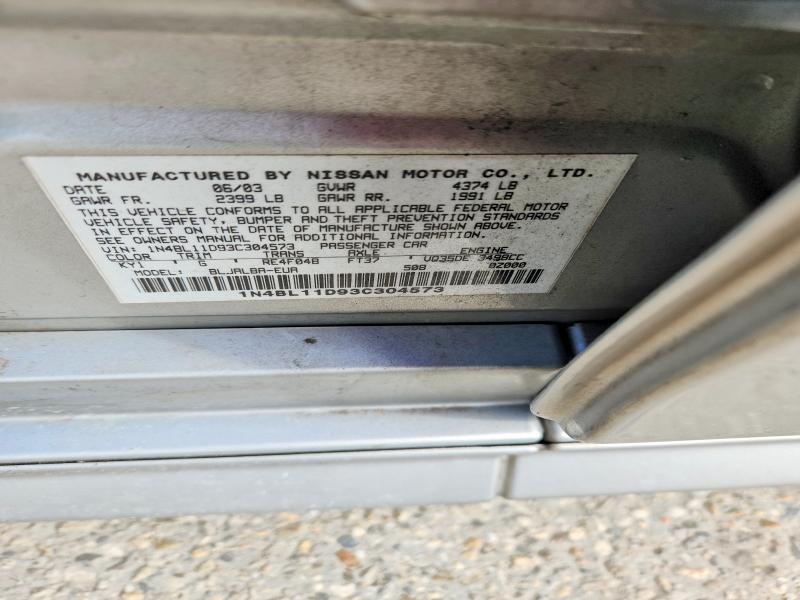 2003 Nissan Altima მანქანა იყიდება აუქციონზე, vin: 1N4BL11D93C304573, აუქციონის ნომერი: 55530446