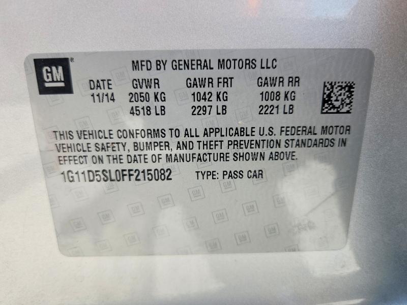 Aukcja sprzedaży 2015 Chevrolet Malibu, vin: 1G11D5SL0FF215082, numer aukcji: 58051906