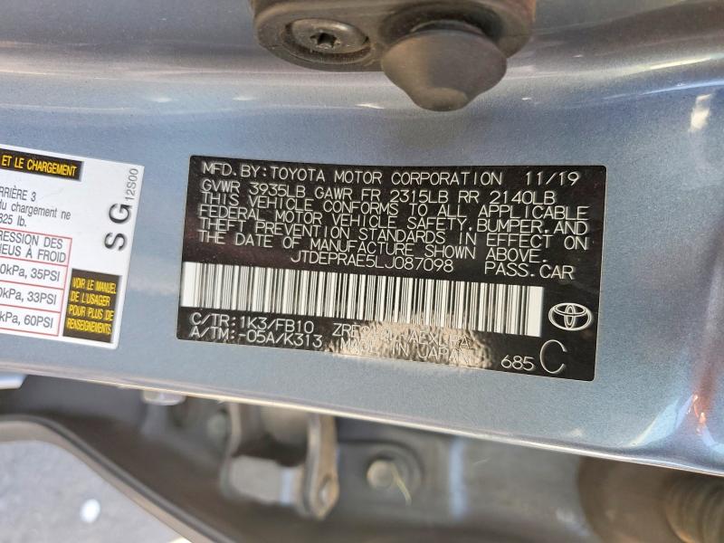 Продажа на аукционе авто 2020 Toyota Corolla, vin: JTDEPRAE5LJ087098, номер лота: 54263966