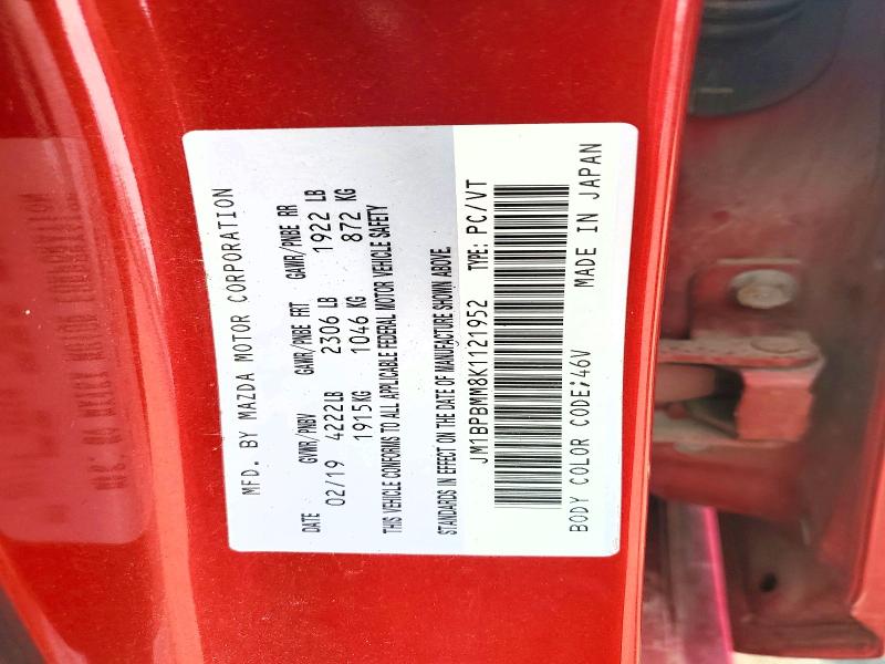 Aukcja sprzedaży 2019 Mazda 3, vin: JM1BPBMM8K1121952, numer aukcji: 58248186