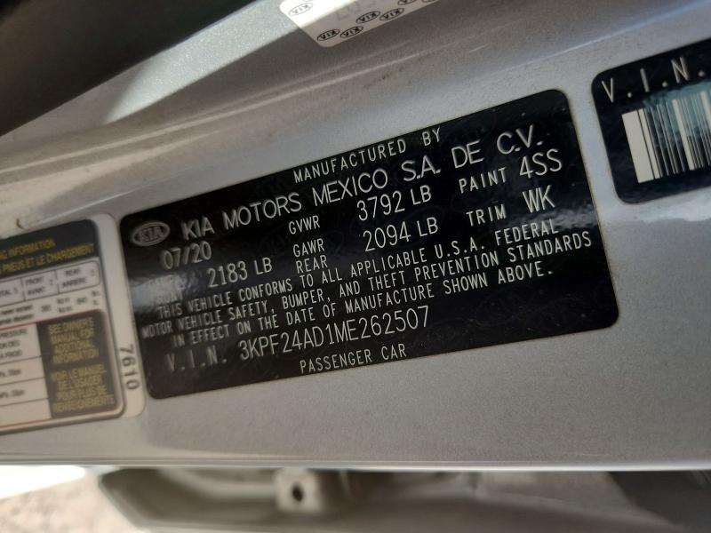 Aukcja sprzedaży 2021 Kia Forte, vin: 3KPF24AD1ME262507, numer aukcji: 56182416