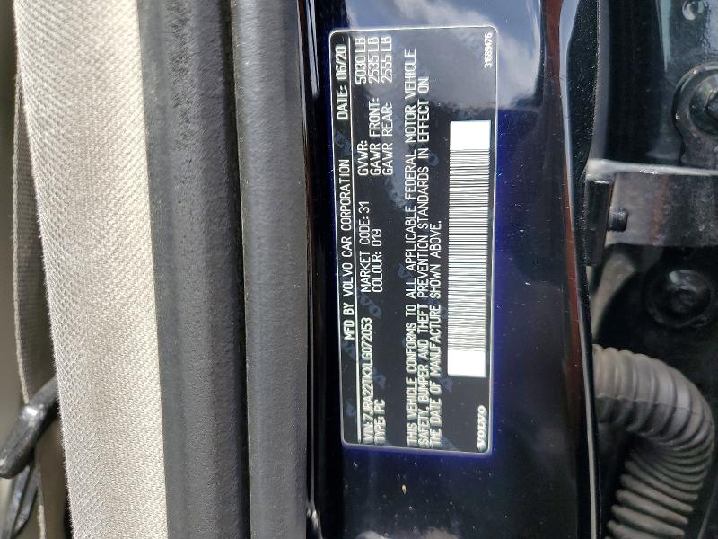 58021636 :رقم المزاد ، 7JRA22TKXLG072053 vin ، 2020 Volvo S60 مزاد بيع