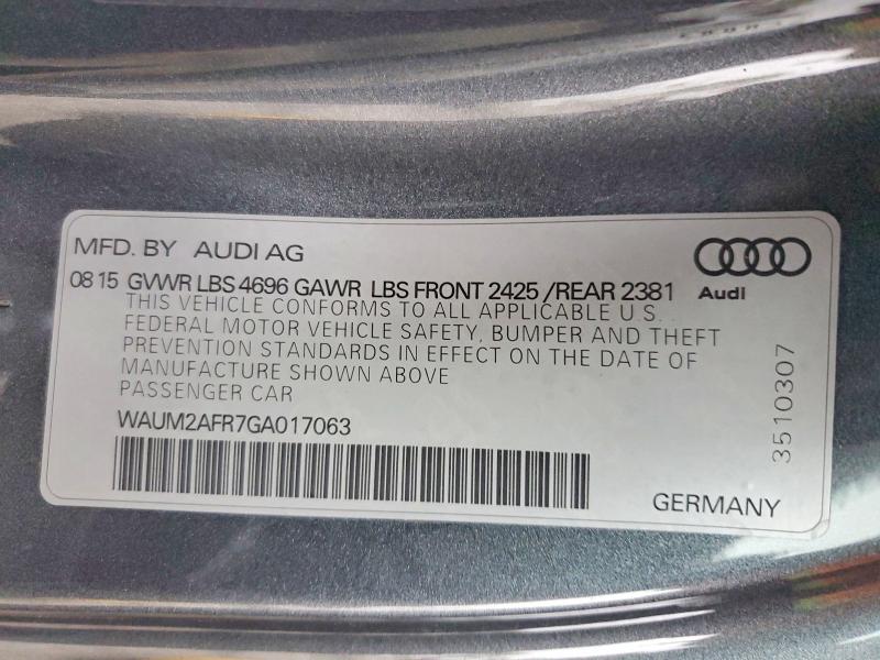 Продаж на аукціоні авто 2016 Audi A5, vin: WAUM2AFR7GA017063, номер лоту: 57091586