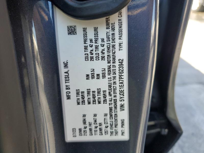 Продажа на аукционе авто 2023 Tesla Model 3, vin: 5YJ3E1EA7PF623942, номер лота: 56144116