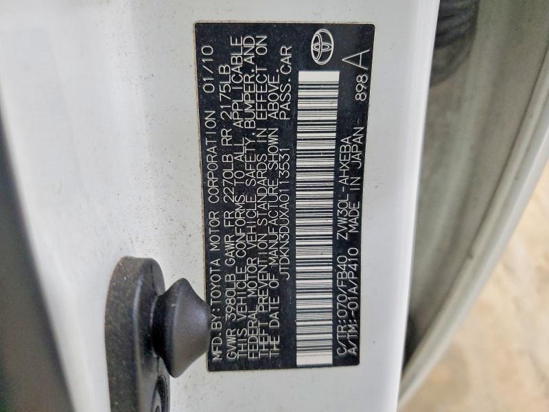 56038316 :رقم المزاد ، JTDKN3DUXA0113531 vin ، 2010 Toyota Prius مزاد بيع
