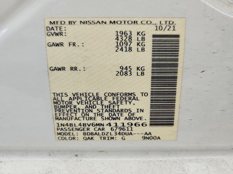 55651536 :رقم المزاد ، 1N4BL4BV6MN411966 vin ، 2021 Nissan Altima مزاد بيع