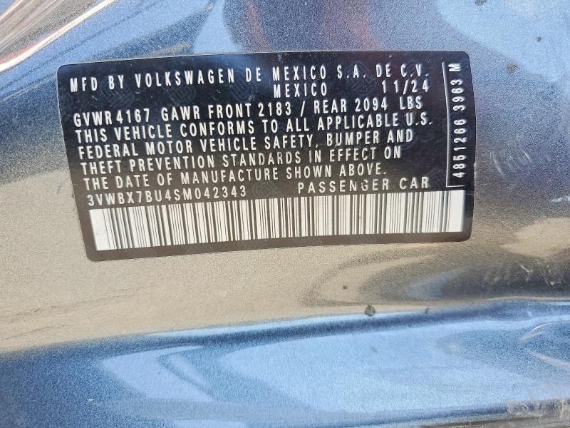 2025 Volkswagen Jetta მანქანა იყიდება აუქციონზე, vin: 3VWBX7BU4SM042343, აუქციონის ნომერი: 56873536