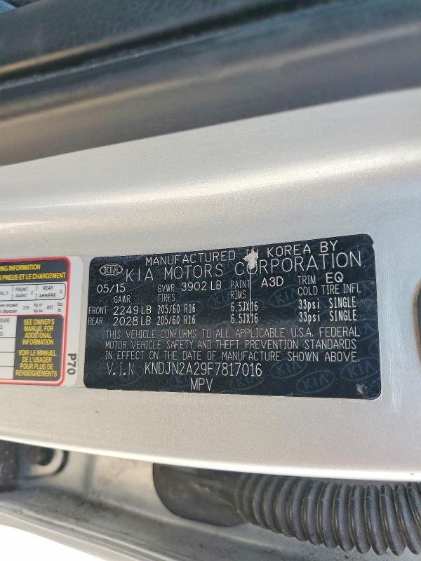 Aukcja sprzedaży 2015 Kia Soul, vin: KNDJN2A29F7817016, numer aukcji: 54864346