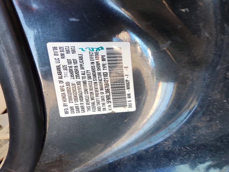 59129056 :رقم المزاد ، 5FNRL38676B421183 vin ، 2006 Hond Odyssey مزاد بيع