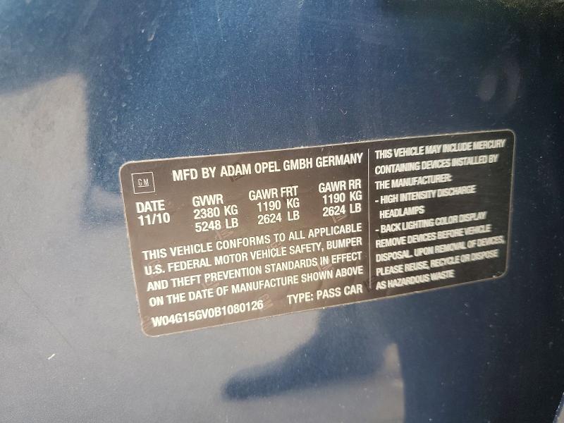 Продажа на аукционе авто 2011 Buick Regal, vin: W04G15GV0B1080126, номер лота: 57656386