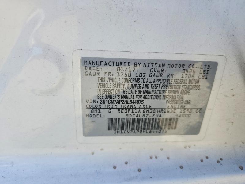 Продаж на аукціоні авто 2017 Nissan Versa, vin: 3N1CN7AP2HL844075, номер лоту: 55561006