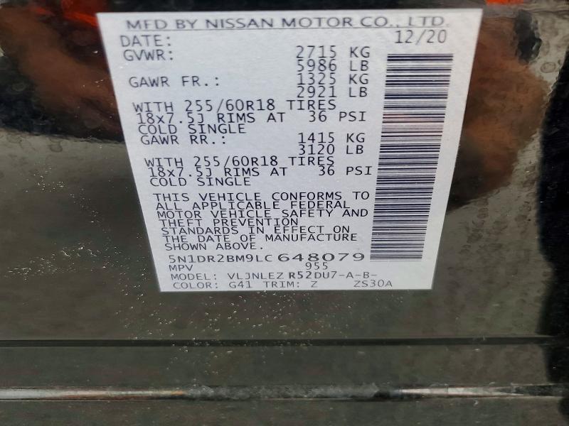 Продаж на аукціоні авто 2020 Nissan Pathfinder, vin: 5N1DR2BM9LC648079, номер лоту: 56805606