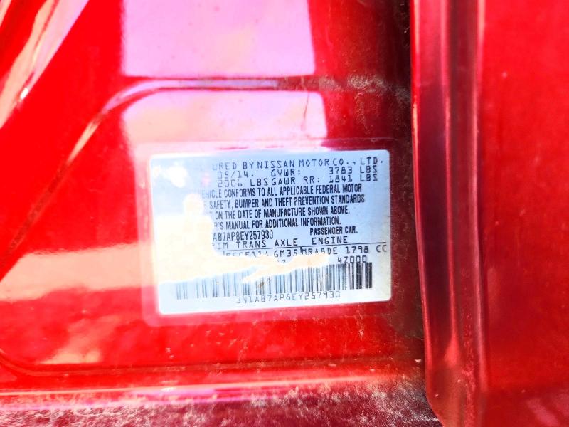 2014 Nissan Sentra მანქანა იყიდება აუქციონზე, vin: 3N1AB7AP8EY257930, აუქციონის ნომერი: 57297976