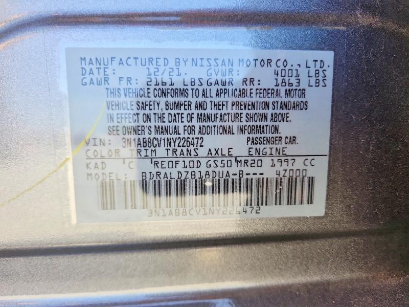 Продаж на аукціоні авто 2022 Nissan Sentra, vin: 3N1AB8CV1NY226472, номер лоту: 58158066