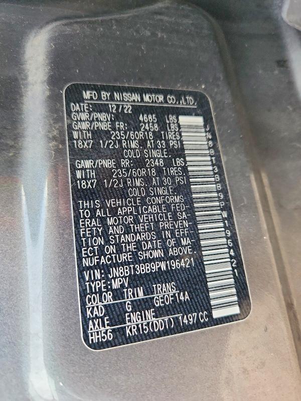 56156866 :رقم المزاد ، JN8BT3BB9PW196421 vin ، 2023 Nissan Rogue مزاد بيع