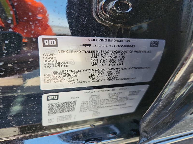 Aukcja sprzedaży 2024 Chevrolet Silverado, vin: 1GCUDJEDXRZ406643, numer aukcji: 55734876