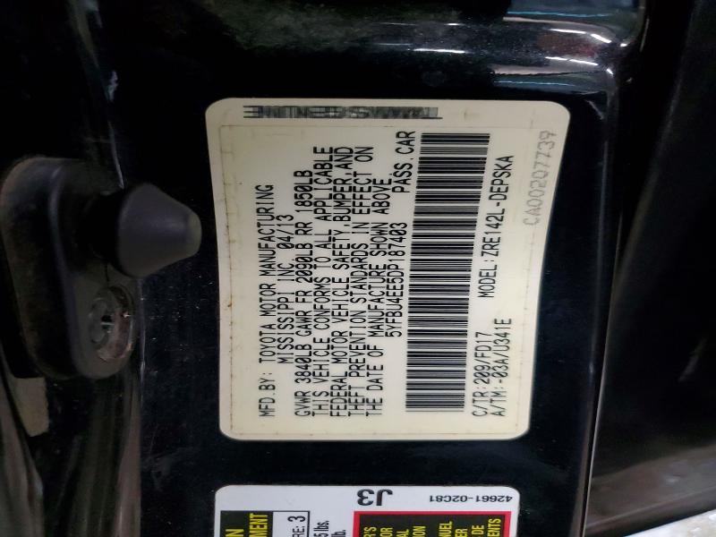 Продаж на аукціоні авто 2013 Toyota Corolla, vin: 5YFBU4EE5DP187403, номер лоту: 56298956