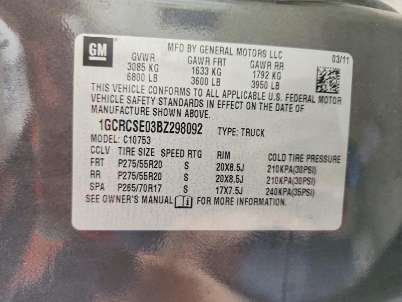 56155736 :رقم المزاد ، 1GCRCSE03BZ298092 vin ، 2011 Chevrolet Silverado مزاد بيع