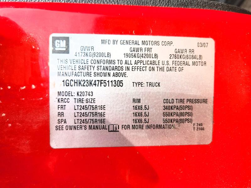 Продажа на аукционе авто 2007 Chevrolet Silverado, vin: 1GCHK23K47F511305, номер лота: 57172146