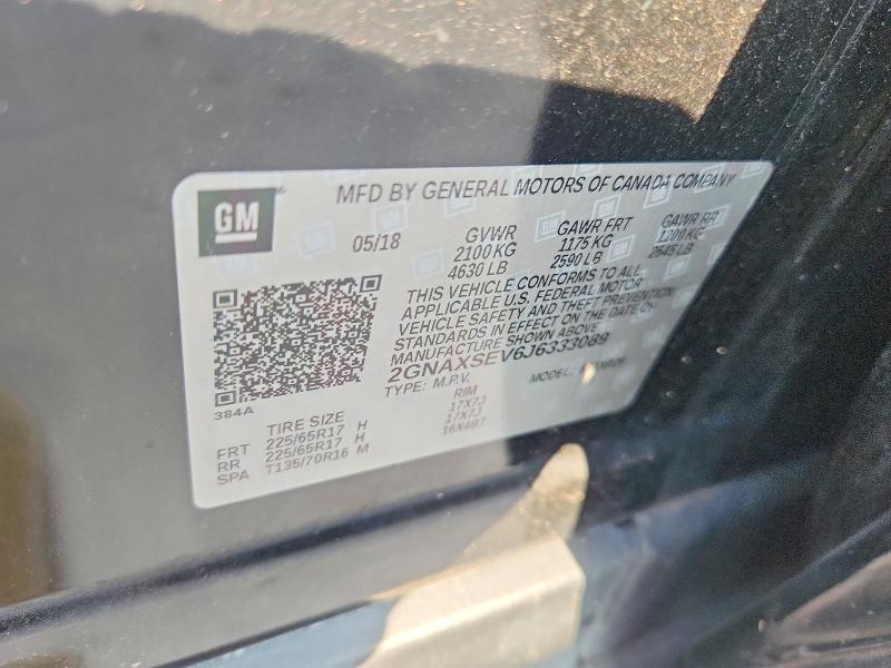 Aukcja sprzedaży 2018 Chevrolet Equinox, vin: 2GNAXSEV6J6333089, numer aukcji: 58760786