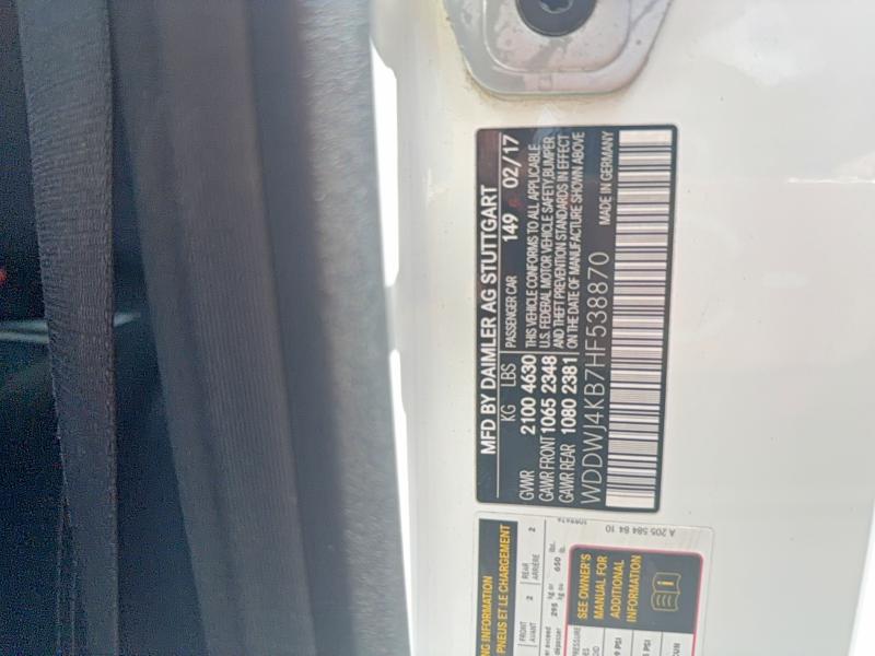 58349596 :رقم المزاد ، WDDWJ4KB7HF538870 vin ، 2017 Mercedes-benz C مزاد بيع