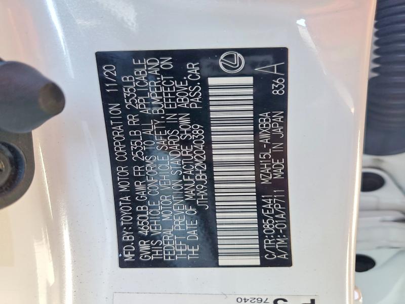 58064916 :رقم المزاد ، JTHX9JBH2M2040389 vin ، 2021 Lexus Ux مزاد بيع