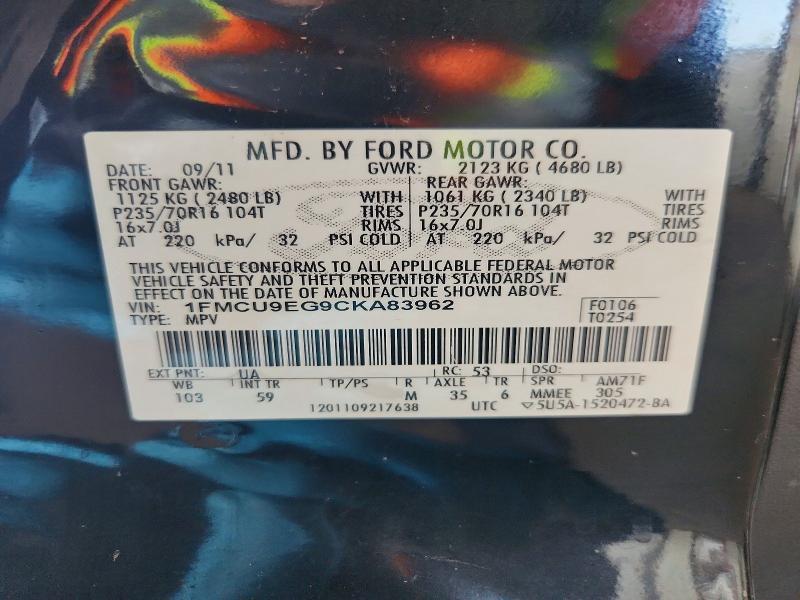 Продаж на аукціоні авто 2012 Ford Escape, vin: 1FMCU9EG9CKA83962, номер лоту: 58759526