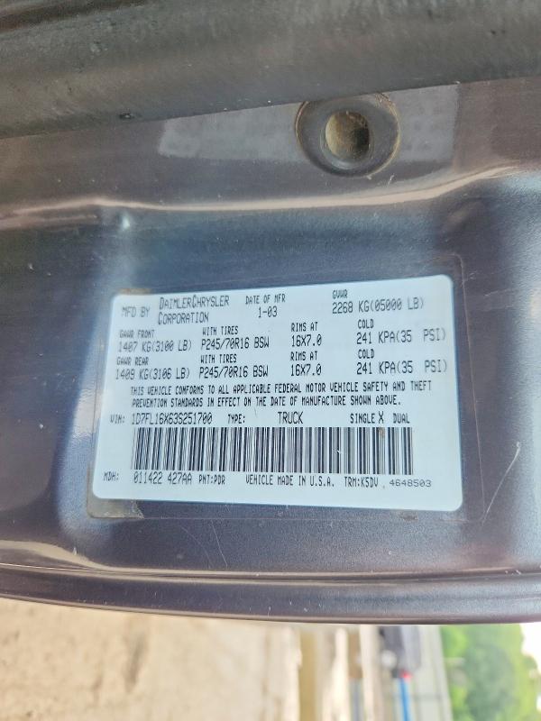 Продаж на аукціоні авто 2003 Dodge Dakota, vin: 1D7FL16X63S251700, номер лоту: 57378636