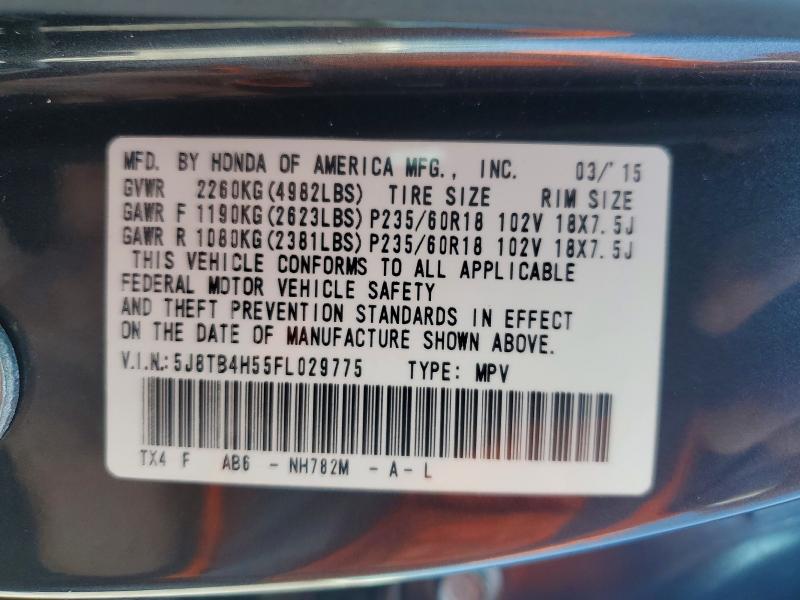 2015 Acura Rdx მანქანა იყიდება აუქციონზე, vin: 5J8TB4H55FL029775, აუქციონის ნომერი: 59133236