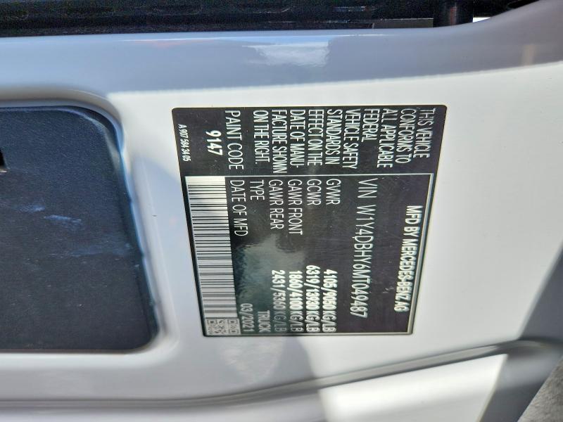 54293316 :رقم المزاد ، W1Y4DBHY6MT049487 vin ، 2021 Mercedes Benz Sprinter مزاد بيع