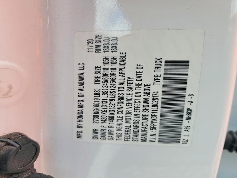 2020 Honda Ridgeline მანქანა იყიდება აუქციონზე, vin: 5FPYK3F11LB028174, აუქციონის ნომერი: 58104286