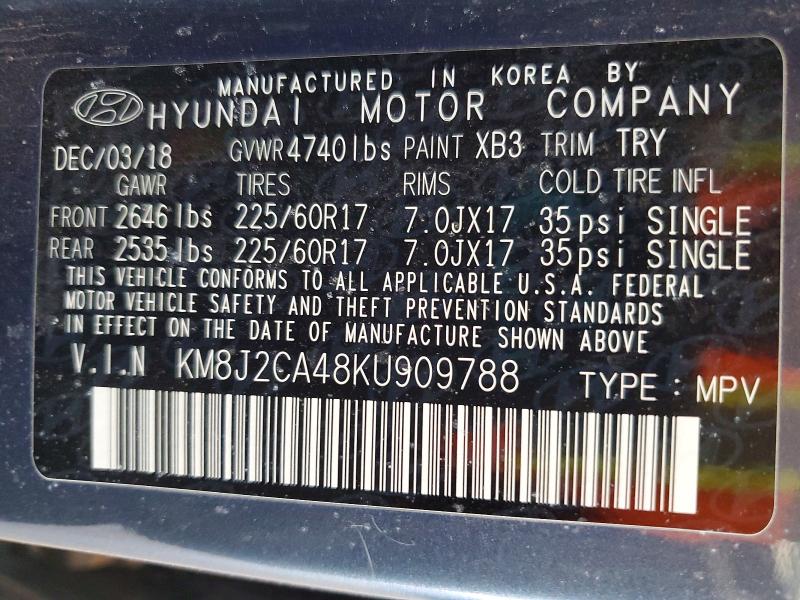 Aukcja sprzedaży 2019 Hyundai Tucson, vin: KM8J2CA48KU909788, numer aukcji: 56227356