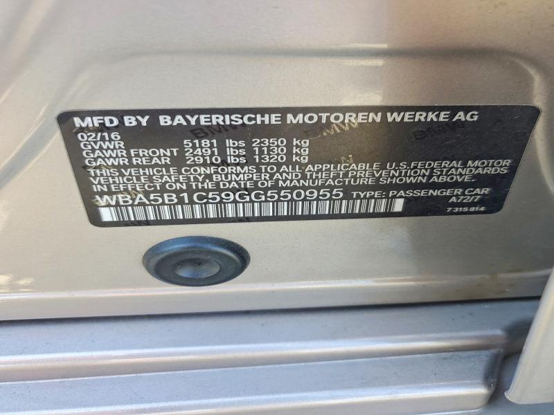 2016 Bmw 535 მანქანა იყიდება აუქციონზე, vin: WBA5B1C59GG550955, აუქციონის ნომერი: 58194246