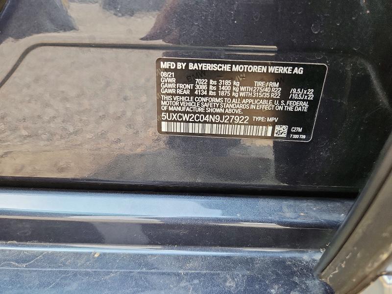 Продажа на аукционе авто 2022 Bmw X7, vin: 5UXCW2C04N9J27922, номер лота: 58790976