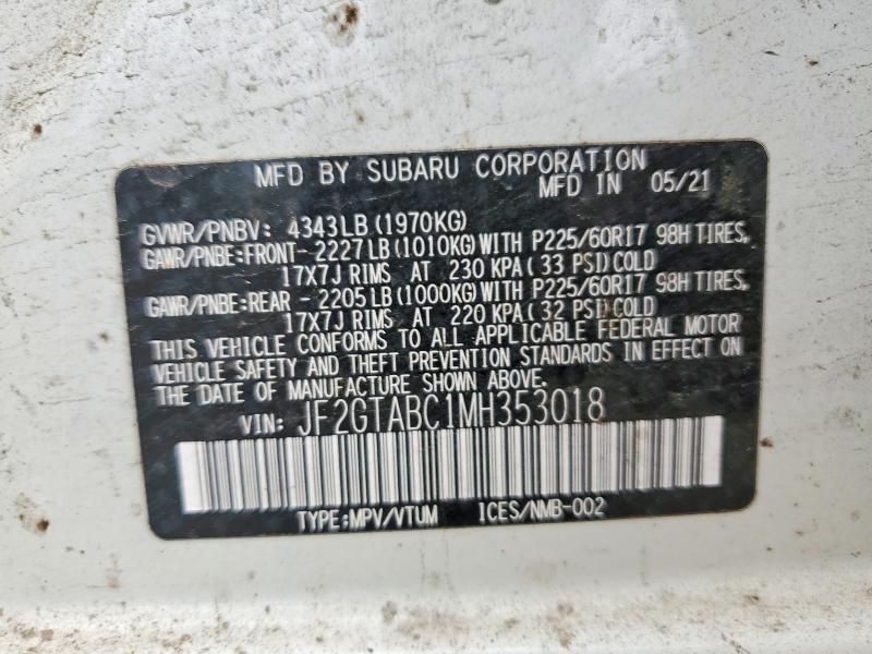 Продаж на аукціоні авто 2021 Subaru Crosstrek, vin: JF2GTABC1MH353018, номер лоту: 58009076