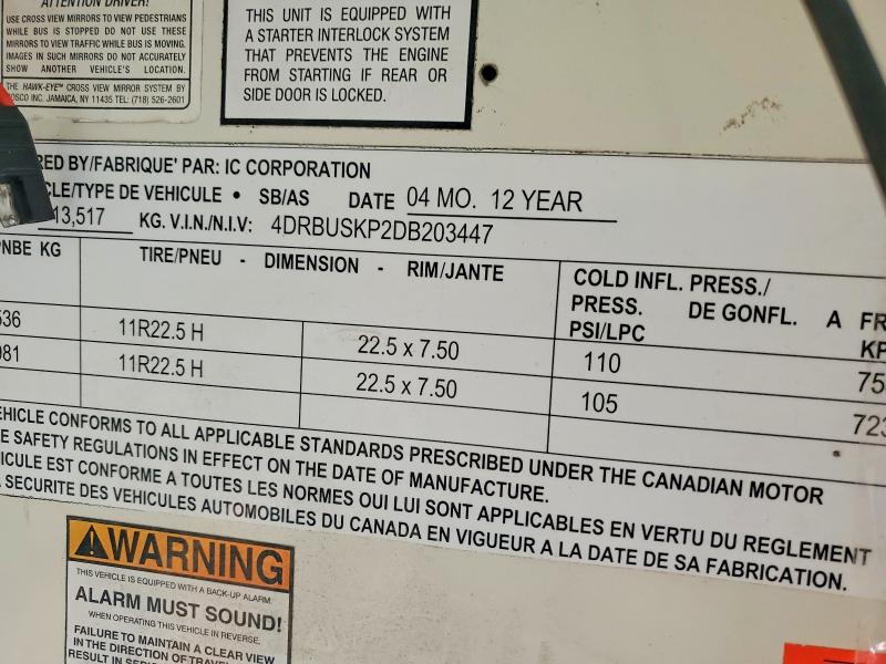 2013 Ic Corporation Ce Series მანქანა იყიდება აუქციონზე, vin: 4DRBUSKP2DB203447, აუქციონის ნომერი: 53984966