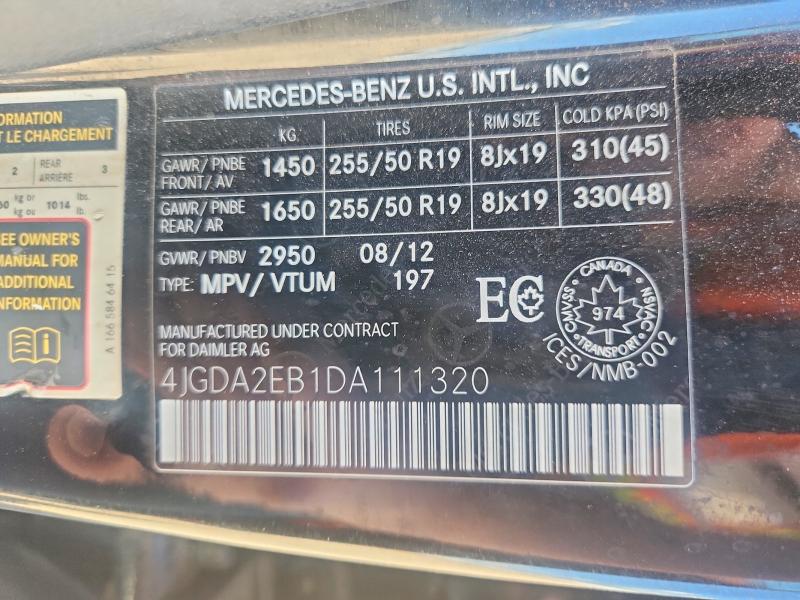 Продажа на аукционе авто 2013 Mercedes-benz Ml, vin: 4JGDA2EB1DA111320, номер лота: 58764336