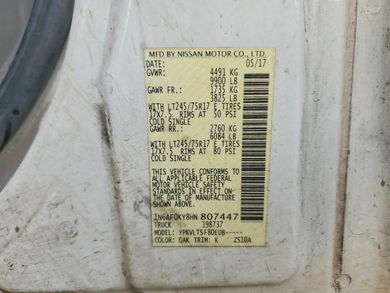 Aukcja sprzedaży 2017 Nissan Nv, vin: 1N6AF0KY8HN807447, numer aukcji: 58936526