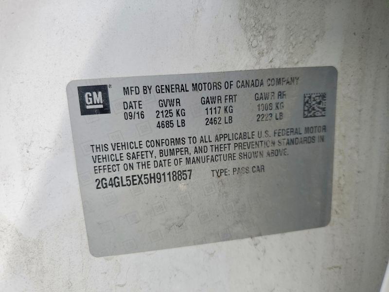 Aukcja sprzedaży 2017 Buick Regal, vin: 2G4GL5EX5H9118857, numer aukcji: 56889476