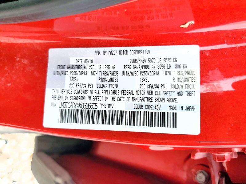 Aukcja sprzedaży 2019 Mazda Cx-9, vin: JM3TCACYXK0326605, numer aukcji: 58072516