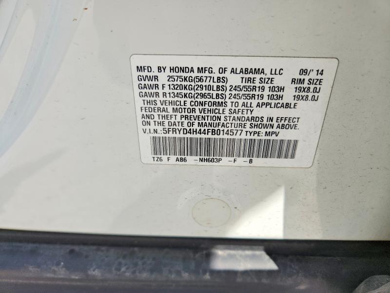 2015 Acura Mdx მანქანა იყიდება აუქციონზე, vin: 5FRYD4H44FB014577, აუქციონის ნომერი: 56159166
