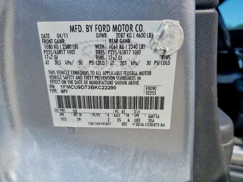 58310666 :رقم المزاد ، 1FMCU9D73BKC22290 vin ، 2011 Ford Escape مزاد بيع