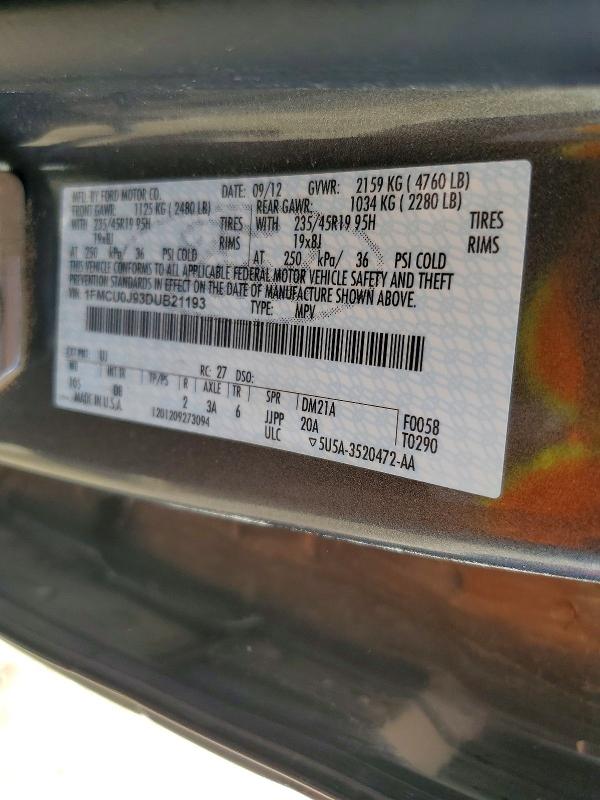 Продаж на аукціоні авто 2013 Ford Escape, vin: 1FMCU0J93DUB21193, номер лоту: 56318446