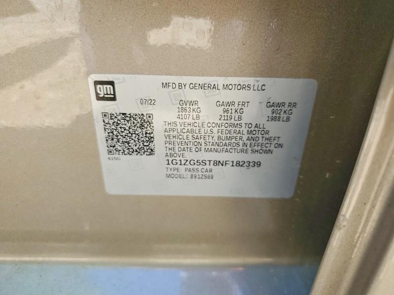 57657606 :رقم المزاد ، 1G1ZG5ST8NF182339 vin ، 2022 Chevrolet Malibu مزاد بيع