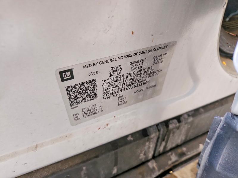 2018 Chevrolet Equinox მანქანა იყიდება აუქციონზე, vin: 2GNAXSEV7J6311666, აუქციონის ნომერი: 58776426