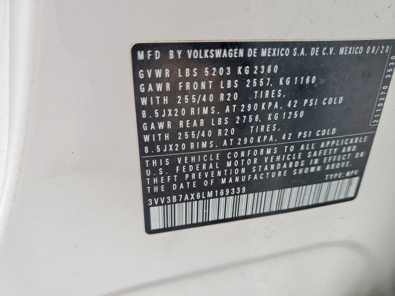 Продажа на аукционе авто 2020 Volkswagen Tiguan, vin: 3VV3B7AX6LM169339, номер лота: 56779806